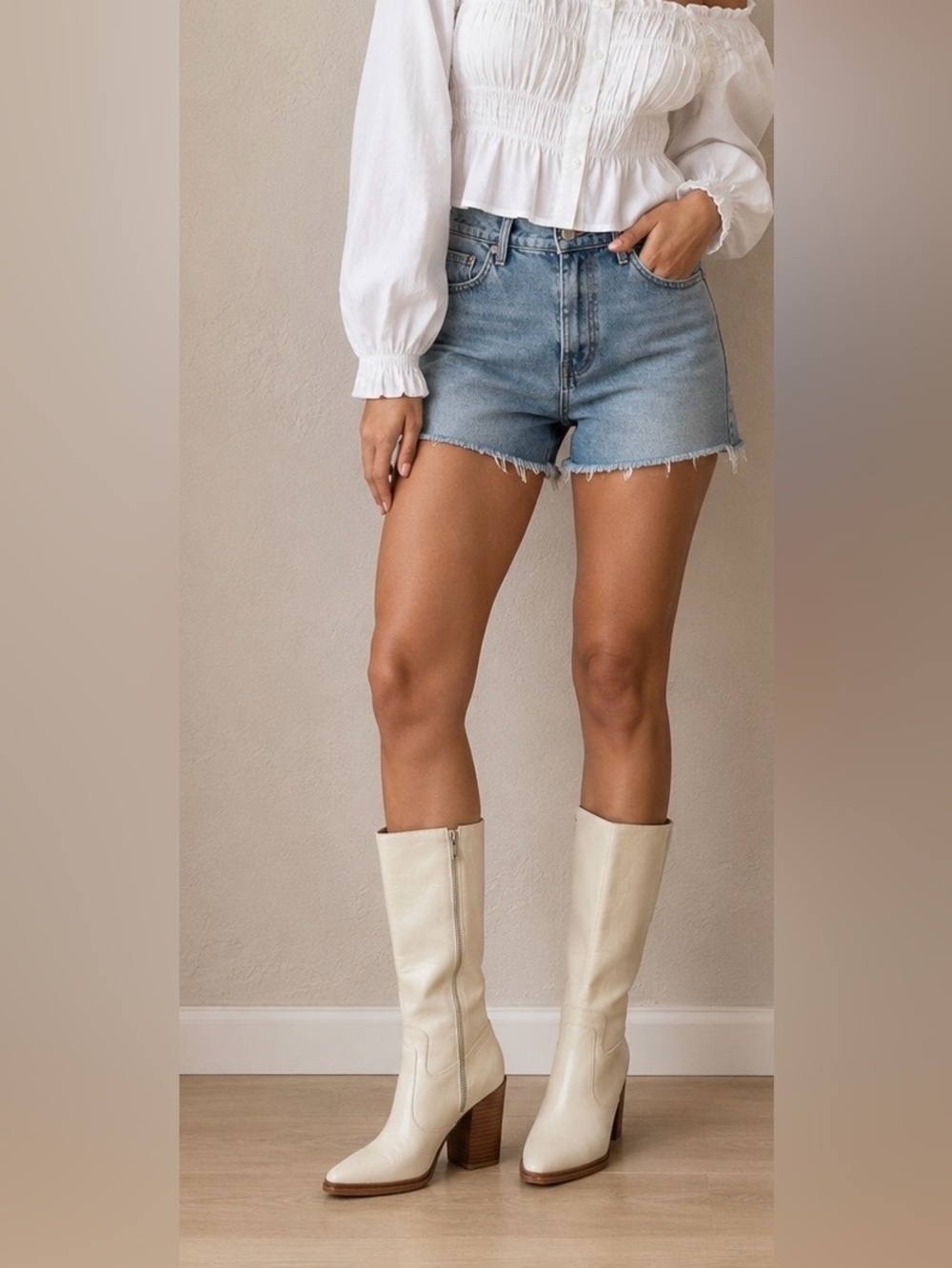 Franco Sarto Sartorial Womens Jaxon Mid Calf‎ Heeled Boot. Leather Chalk White